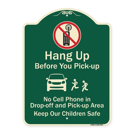 Signmission Designer Series-Hang-up Before You Pick-up Green Heavy-Gauge Aluminum, 24" x 18", G-1824-9971 A-DES-G-1824-9971